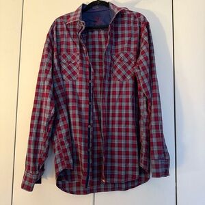 Make an offer! Bugatchi mens red Blue Plaid Button-Up Shirt size extra large